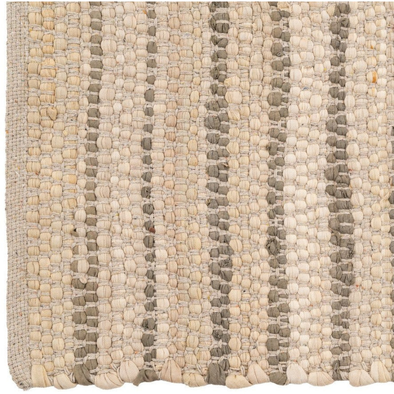 Grand Tapis bohème Rectangulaire 160x230 Coton Naturel Beige Tissé Motif lignes Naviora 
