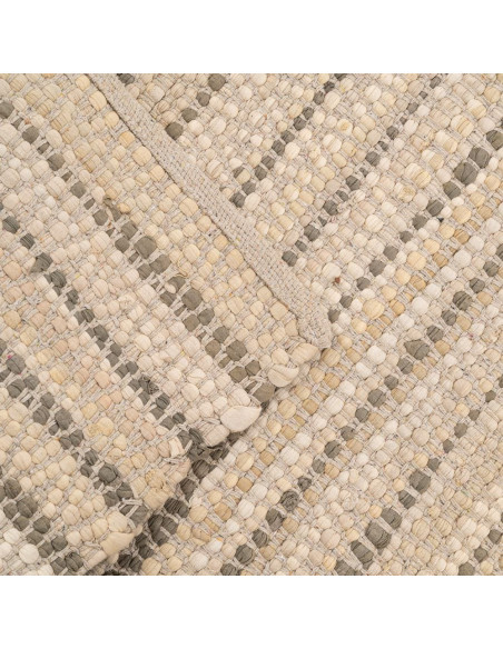 Grand Tapis bohème Rectangulaire 160x230 Coton Naturel Beige Tissé Motif lignes Naviora 