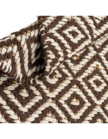 Grand Tapis bohème chic Rectangulaire 160x230 Jute Marron Blanc Naturel Tressé Motif losanges Altea 