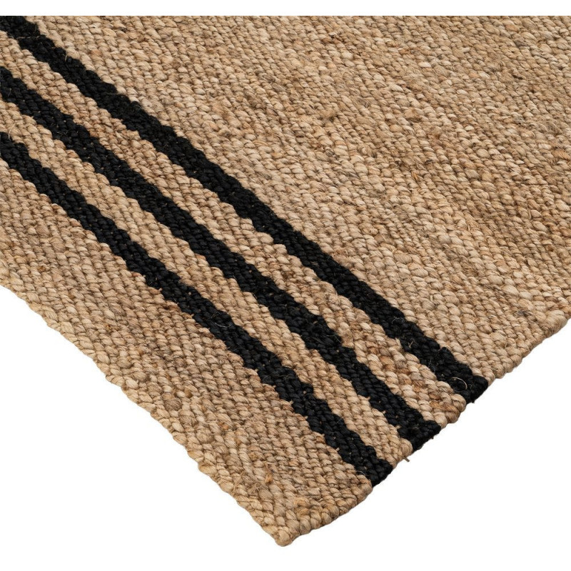 Grand Tapis bohème chic Rectangulaire 160x230 Jute Naturel Noir Tressé Altea 