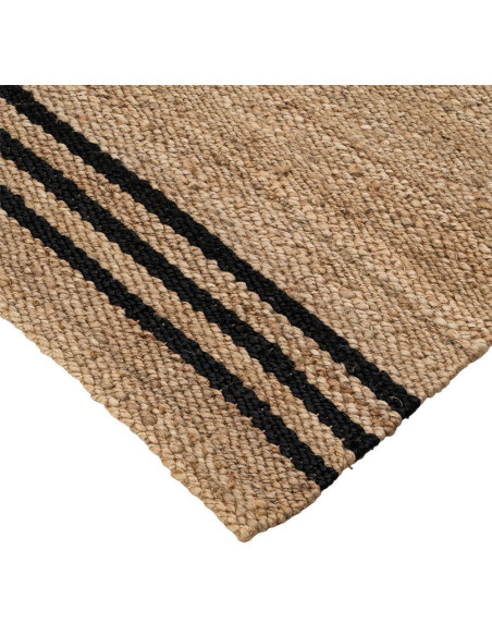 Grand Tapis bohème chic Rectangulaire 160x230 Jute Naturel Noir Tressé Altea 
