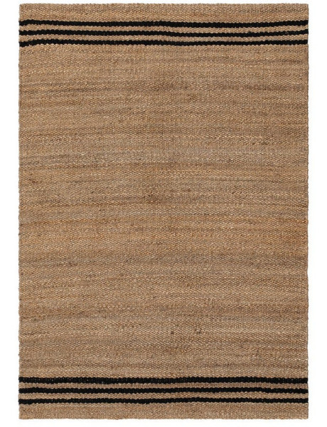 Grand Tapis bohème chic Rectangulaire 160x230 Jute Naturel Noir Tressé Altea