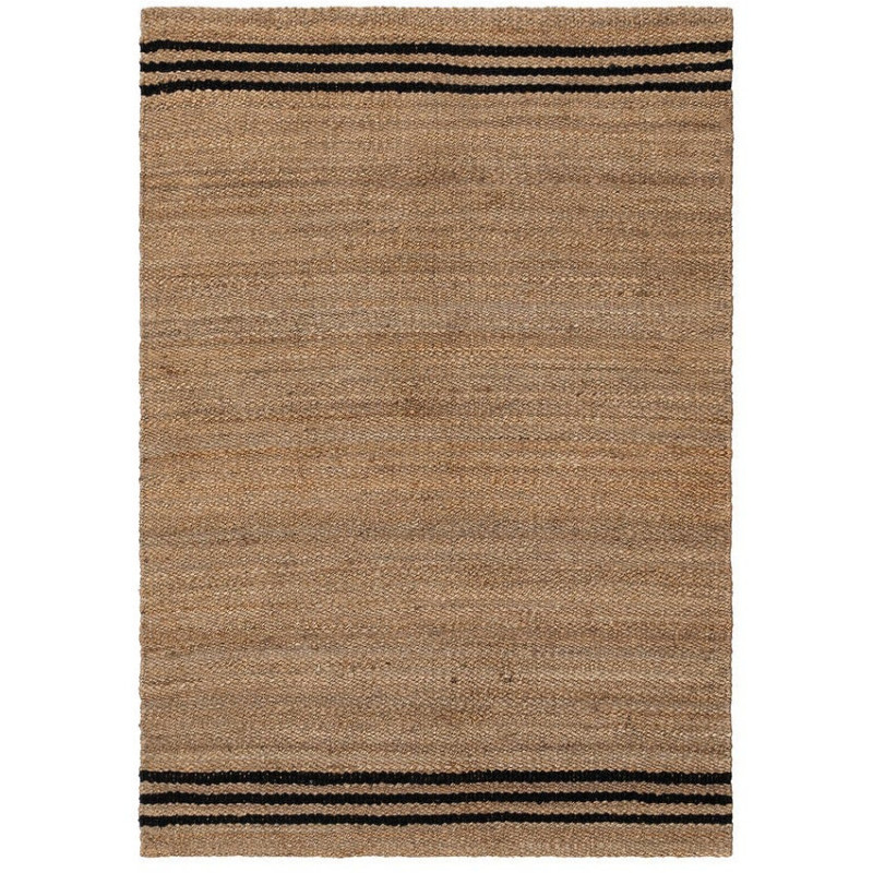 Grand Tapis bohème chic Rectangulaire 160x230 Jute Naturel Noir Tressé Altea