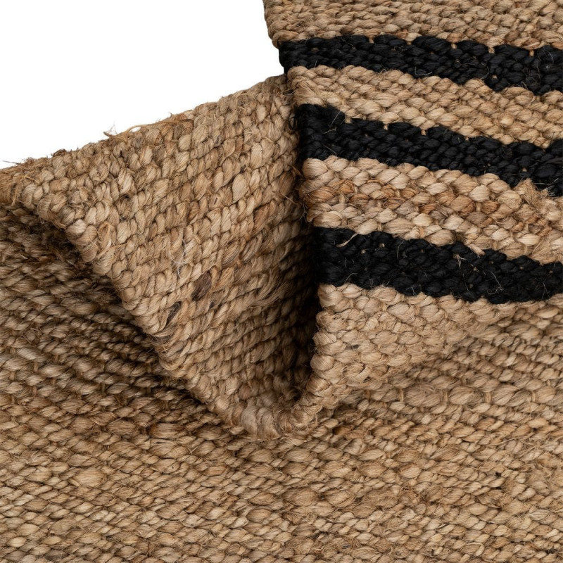 Grand Tapis bohème chic Rectangulaire 160x230 Jute Naturel Noir Tressé Altea 