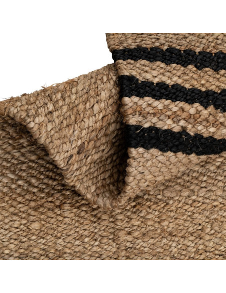 Grand Tapis bohème chic Rectangulaire 160x230 Jute Naturel Noir Tressé Altea 