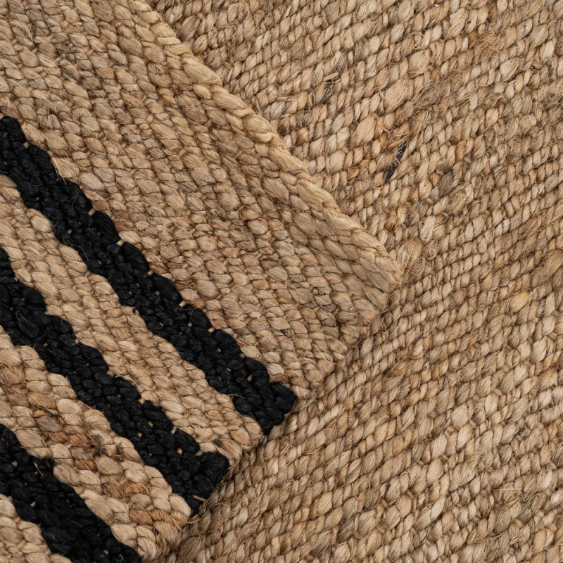 Grand Tapis bohème chic Rectangulaire 160x230 Jute Naturel Noir Tressé Altea 