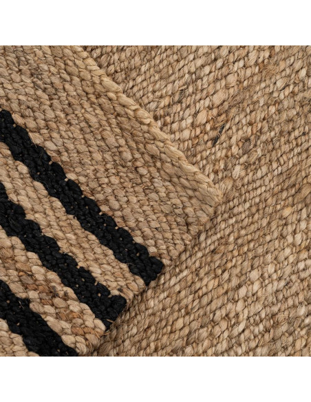 Grand Tapis bohème chic Rectangulaire 160x230 Jute Naturel Noir Tressé Altea 