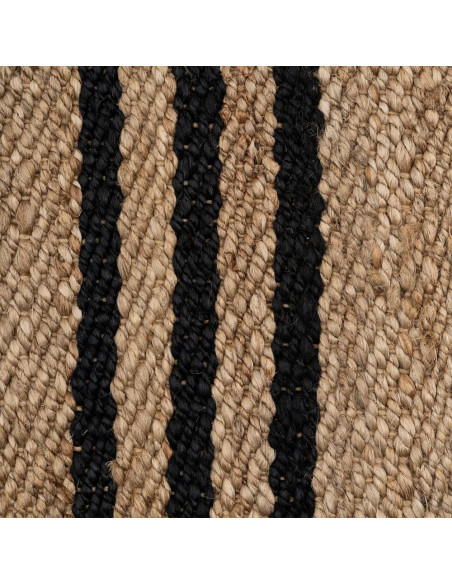 Grand Tapis bohème chic Rectangulaire 160x230 Jute Naturel Noir Tressé Altea 