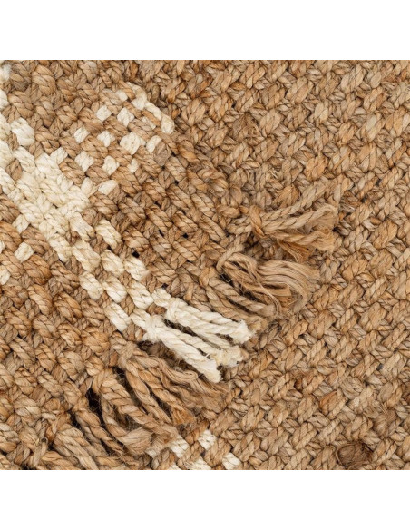 Grand Tapis bohème chic Rectangulaire 160x230 Jute Naturel Blanc Tressé Avec franges Altea 