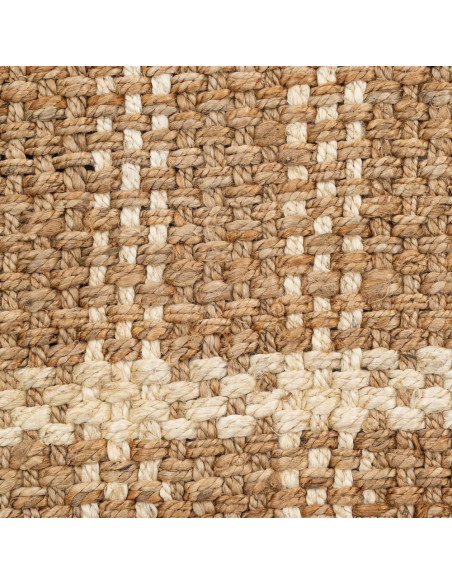Grand Tapis bohème chic Rectangulaire 160x230 Jute Naturel Blanc Tressé Avec franges Altea 