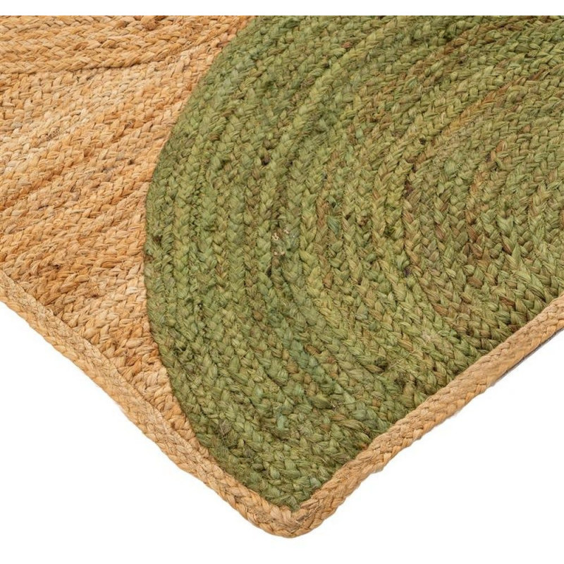 Grand Tapis rétro moderne Rectangulaire 160x230 Jute Naturel Vert Blanc crème Tressé Motif graphique Almonta 