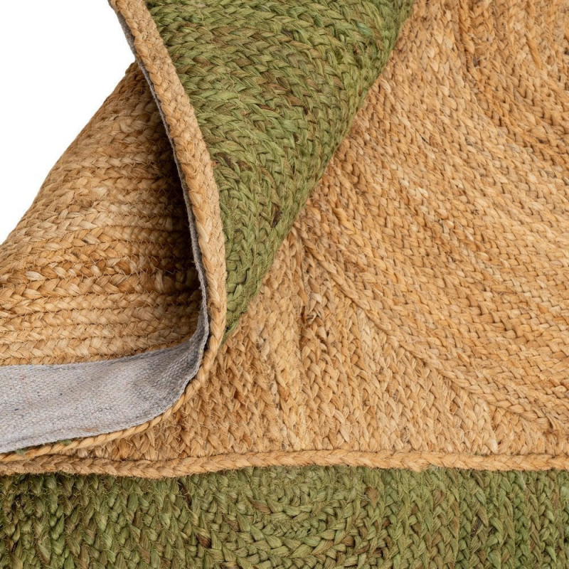 Grand Tapis rétro moderne Rectangulaire 160x230 Jute Naturel Vert Blanc crème Tressé Motif graphique Almonta 