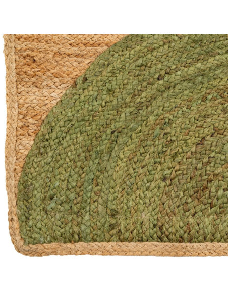 Grand Tapis rétro moderne Rectangulaire 160x230 Jute Naturel Vert Blanc crème Tressé Motif graphique Almonta 