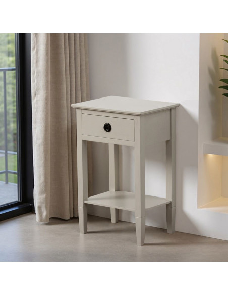 Table de chevet classique chic 1 tiroir 1 étagère Bois de pin Bois MDF Gris clair Montabel 