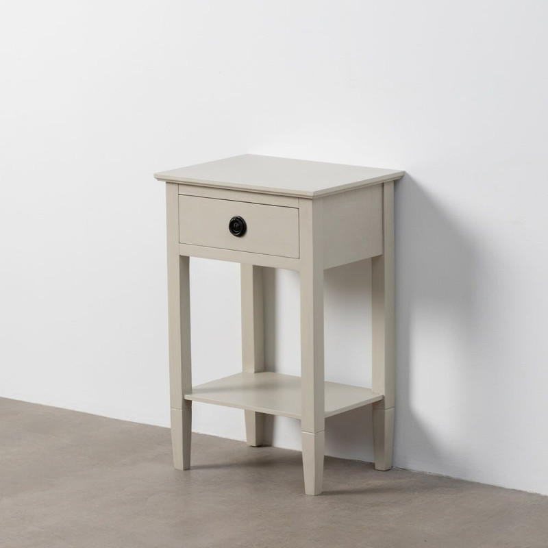 Table de chevet classique chic 1 tiroir 1 étagère Bois de pin Bois MDF Gris clair Montabel 