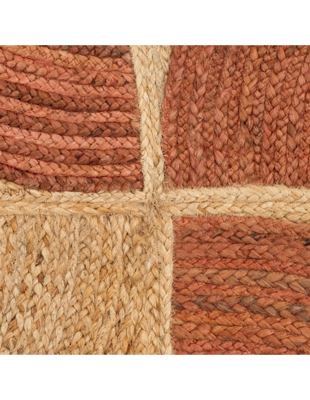Grand Tapis rétro moderne Rectangulaire 160x230 Jute Naturel Terracotta Blanc crème Tressé Motif graphique Almonta 