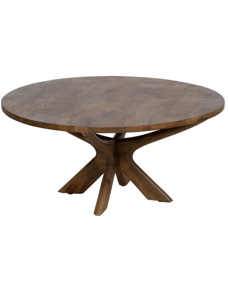 Grande Table basse design moderne Ronde 100 cm Bois de manguier Marron Zorvana 