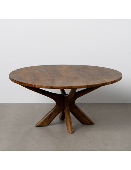 Grande Table basse design moderne Ronde 100 cm Bois de manguier Marron Zorvana 