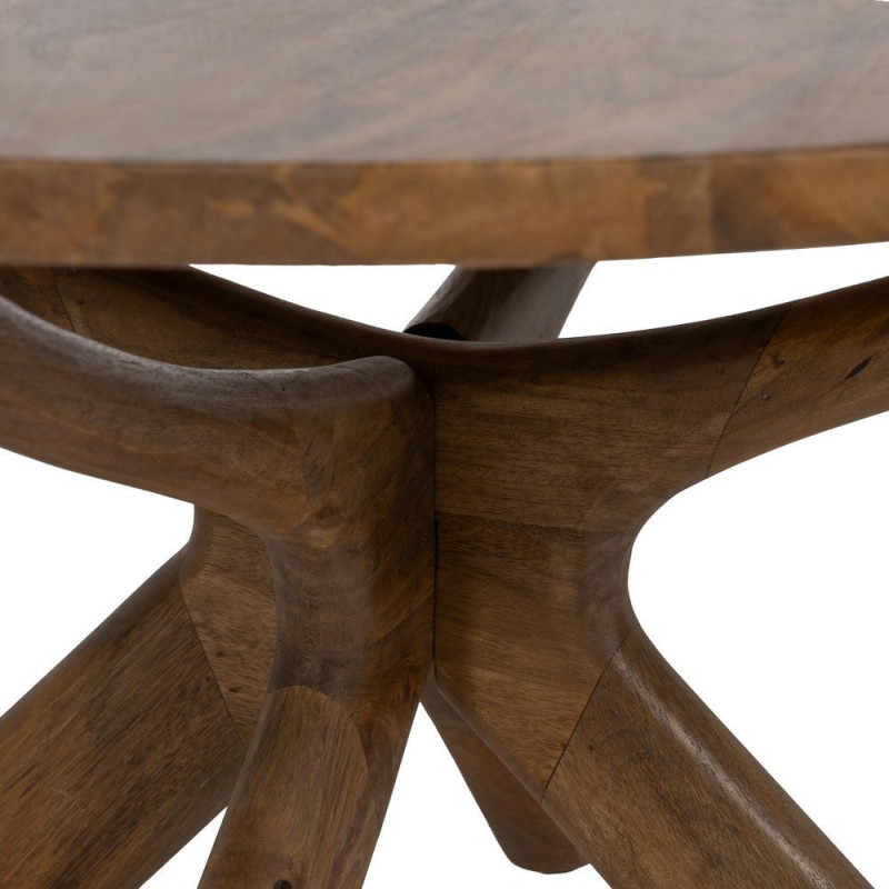 Grande Table basse design moderne Ronde 100 cm Bois de manguier Marron Zorvana 