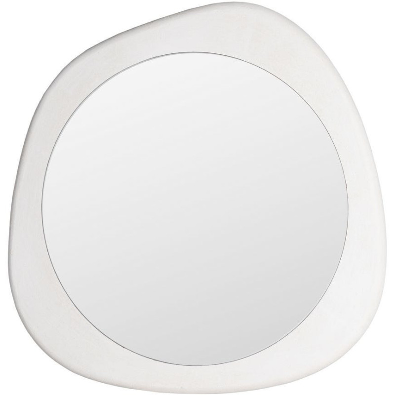 Miroir mural minimaliste chic Organique 98x98 Bois MDF Blanc Avilora