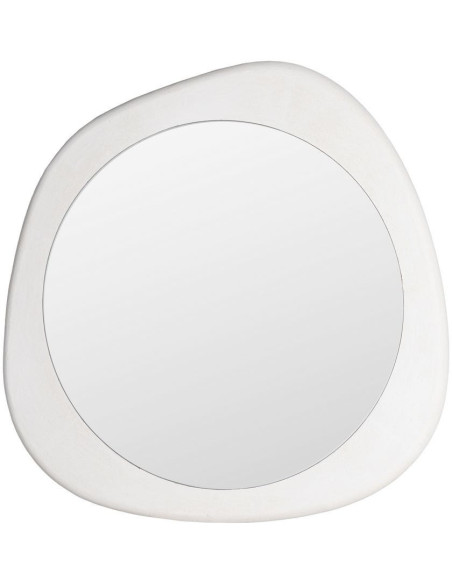Miroir mural minimaliste chic Organique 98x98 Bois MDF Blanc Avilora