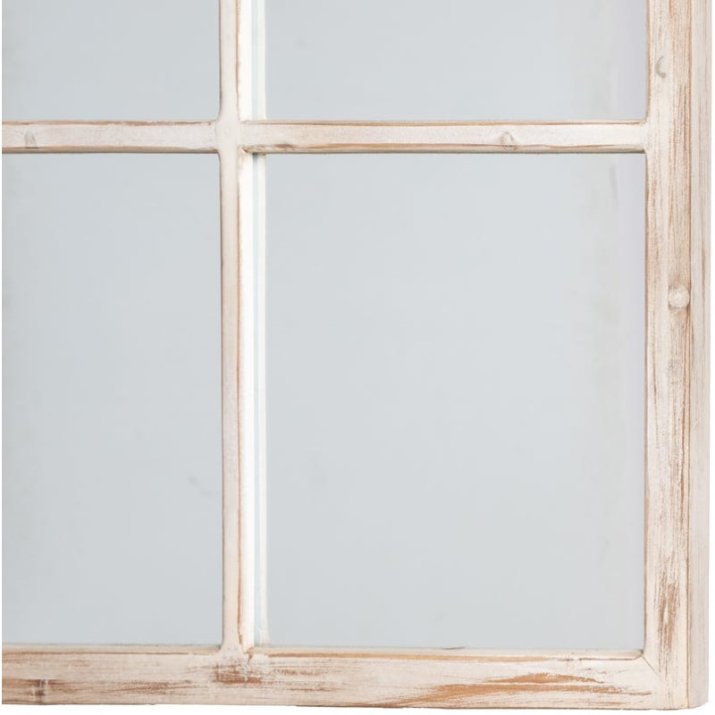Grand Miroir mural Verrière campagne chic Rectangulaire 90x120 Bois de pin Naturel Vientara 