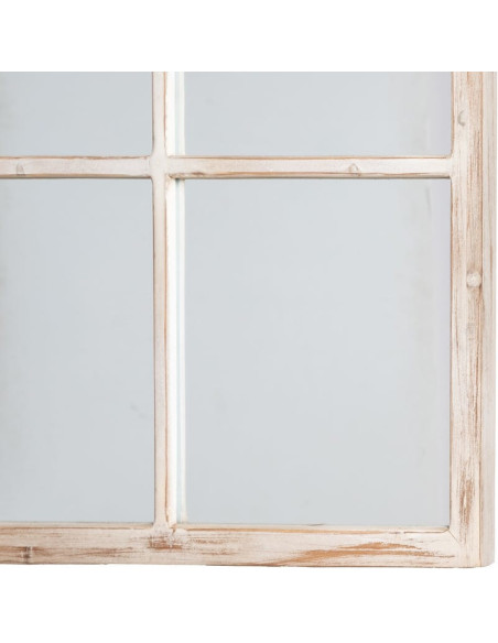 Grand Miroir mural Verrière campagne chic Rectangulaire 90x120 Bois de pin Naturel Vientara 
