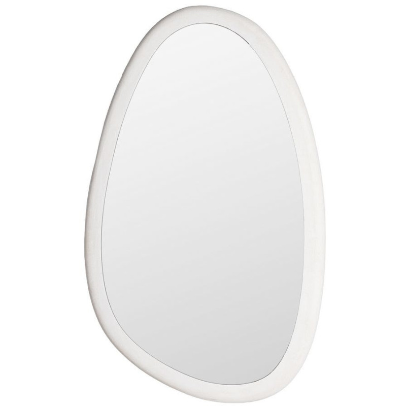Grand Miroir mural minimaliste chic Organique 73x118 Bois MDF Blanc Avilora