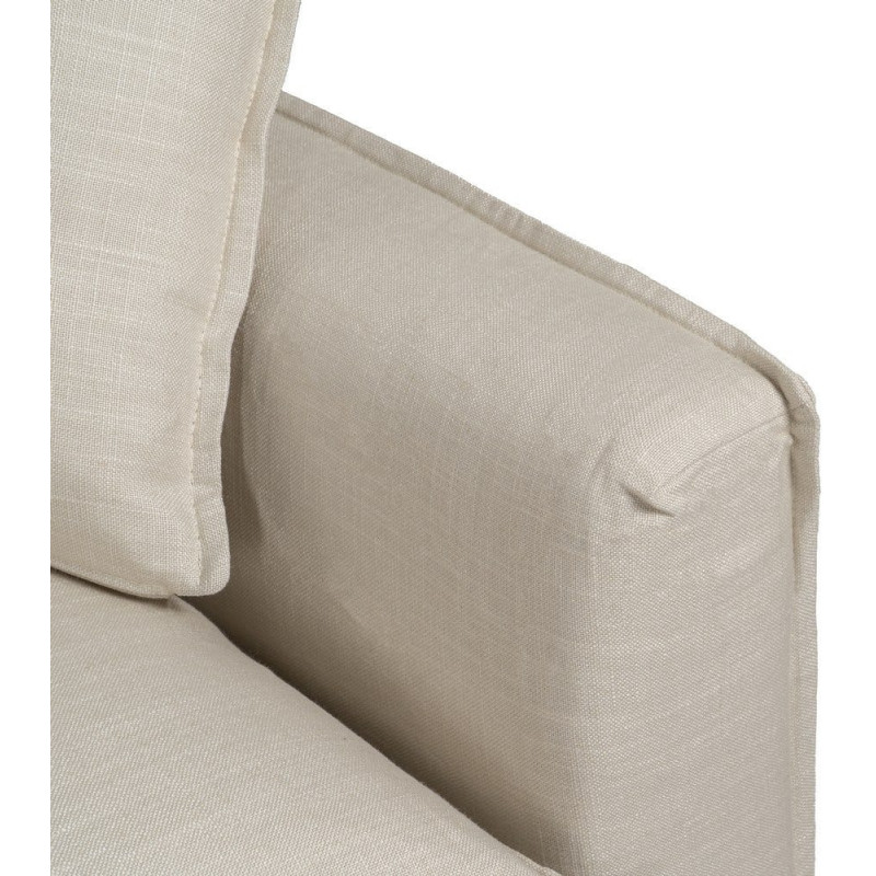 Grand Canapé moderne style Hamptons chic Droit 4 places 220 cm Tissu Blanc crème Bois de pin massif MDF Almareta 