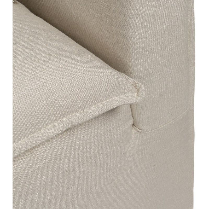Grand Canapé moderne style Hamptons chic Droit 4 places 220 cm Tissu Blanc crème Bois de pin massif MDF Almareta 