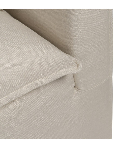 Grand Canapé moderne style Hamptons chic Droit 4 places 220 cm Tissu Blanc crème Bois de pin massif MDF Almareta 