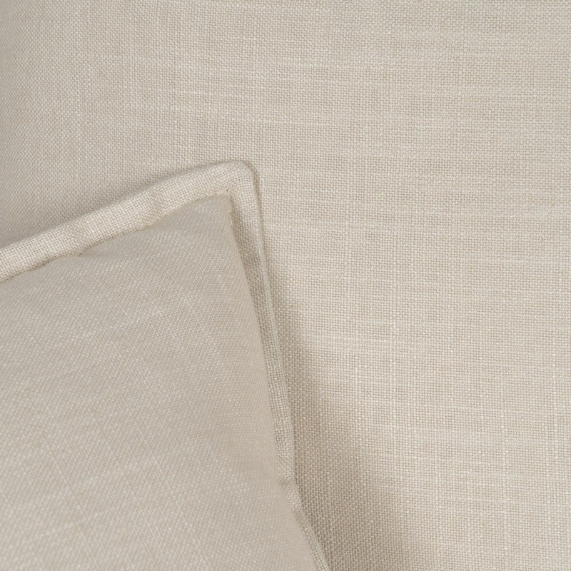 Grand Canapé moderne style Hamptons chic Droit 4 places 220 cm Tissu Blanc crème Bois de pin massif MDF Almareta 