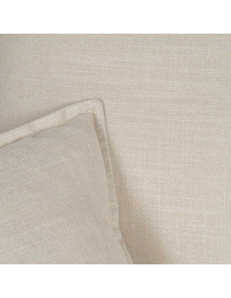 Grand Canapé moderne style Hamptons chic Droit 4 places 220 cm Tissu Blanc crème Bois de pin massif MDF Almareta 