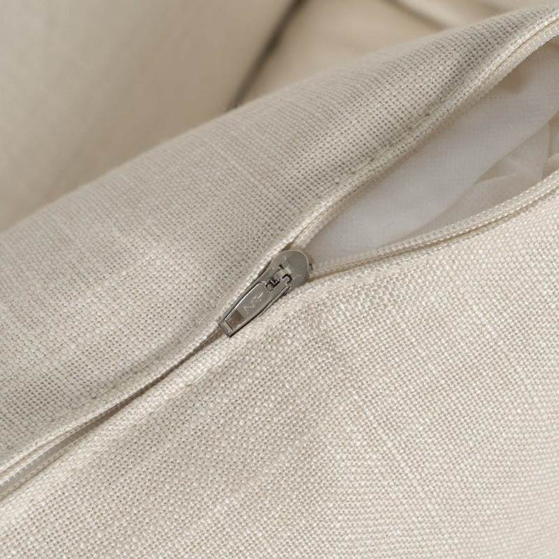 Grand Canapé moderne style Hamptons chic Droit 4 places 220 cm Tissu Blanc crème Bois de pin massif MDF Almareta 