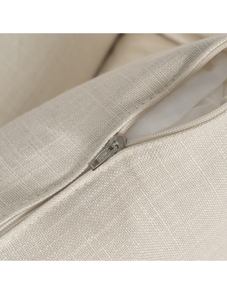 Grand Canapé moderne style Hamptons chic Droit 4 places 220 cm Tissu Blanc crème Bois de pin massif MDF Almareta 