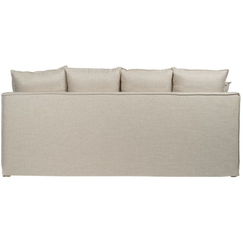 Grand Canapé moderne style Hamptons chic Droit 4 places 220 cm Tissu Beige naturel Bois de pin massif MDF Almareta 