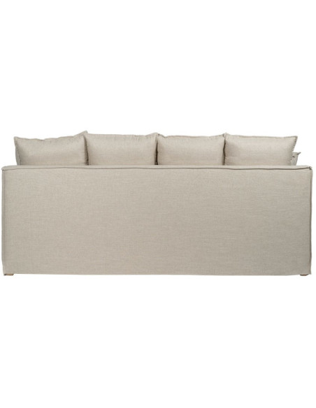 Grand Canapé moderne style Hamptons chic Droit 4 places 220 cm Tissu Beige naturel Bois de pin massif MDF Almareta 
