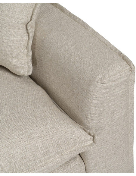 Grand Canapé moderne style Hamptons chic Droit 4 places 220 cm Tissu Beige naturel Bois de pin massif MDF Almareta 