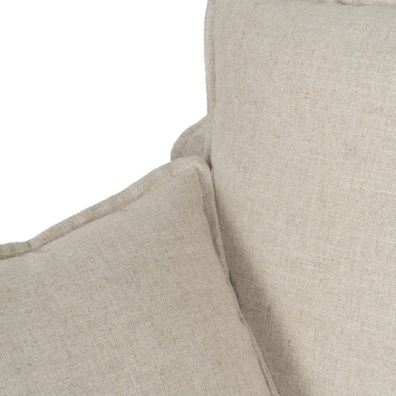 Grand Canapé moderne style Hamptons chic Droit 4 places 220 cm Tissu Beige naturel Bois de pin massif MDF Almareta 