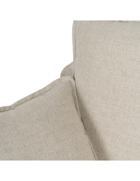 Grand Canapé moderne style Hamptons chic Droit 4 places 220 cm Tissu Beige naturel Bois de pin massif MDF Almareta 