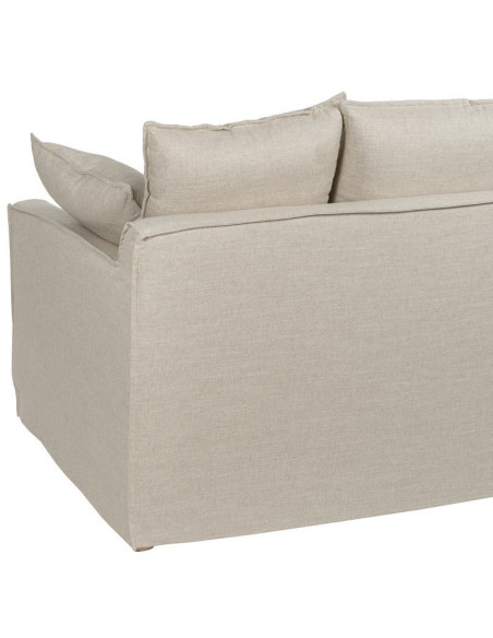 Grand Canapé moderne style Hamptons chic Droit 4 places 220 cm Tissu Beige naturel Bois de pin massif MDF Almareta 