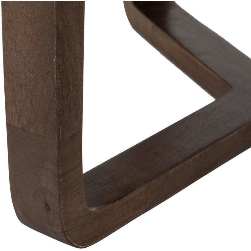 Table basse design rétro moderne Ronde 60 cm Bois de manguier Marron Verre Ambré Orvina 