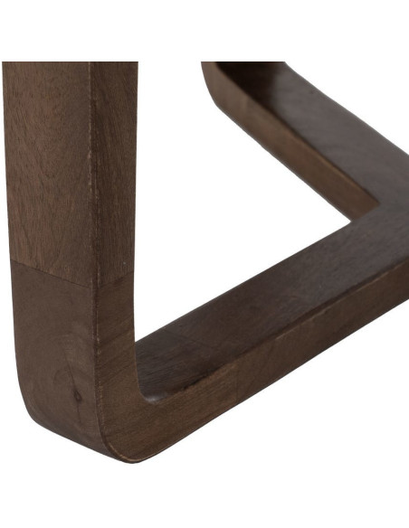 Table basse design rétro moderne Ronde 60 cm Bois de manguier Marron Verre Ambré Orvina 