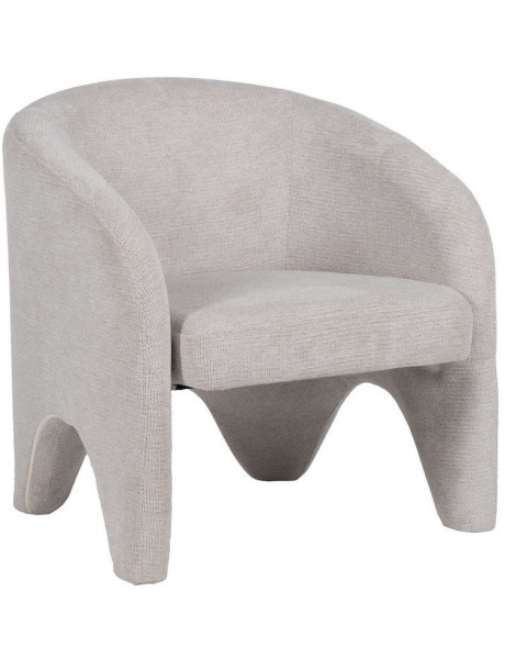 Fauteuil design organique moderne style années 70 revisité Tissu Beige Bois= Métal Solimio 