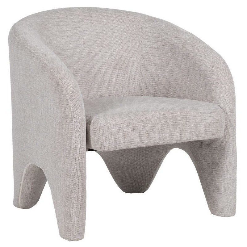 Fauteuil design organique moderne style années 70 revisité Tissu Beige Bois= Métal Solimio 