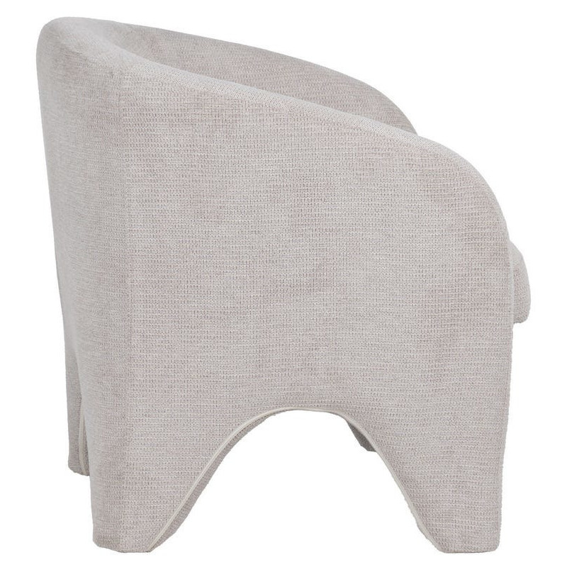 Fauteuil design organique moderne style années 70 revisité Tissu Beige Bois= Métal Solimio 