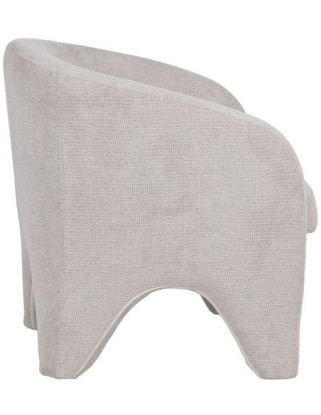 Fauteuil design organique moderne style années 70 revisité Tissu Beige Bois= Métal Solimio 