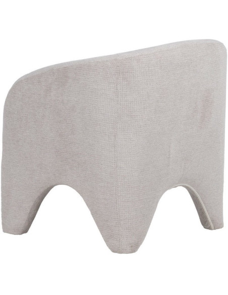 Fauteuil design organique moderne style années 70 revisité Tissu Beige Bois= Métal Solimio 