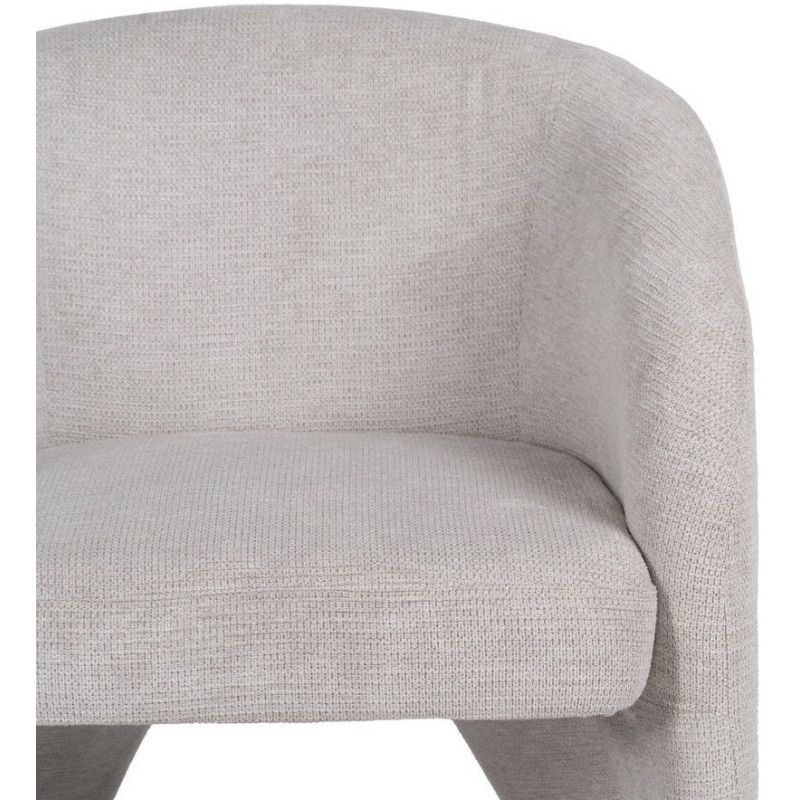 Fauteuil design organique moderne style années 70 revisité Tissu Beige Bois= Métal Solimio 