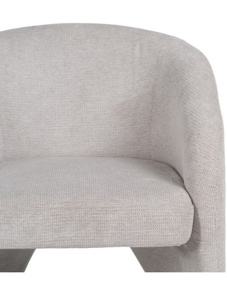 Fauteuil design organique moderne style années 70 revisité Tissu Beige Bois= Métal Solimio 